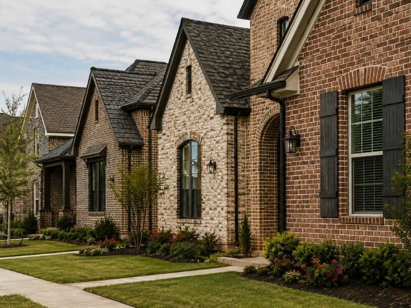 Brick patterns on traditional and modern home exteriors in McKinney, Texas

