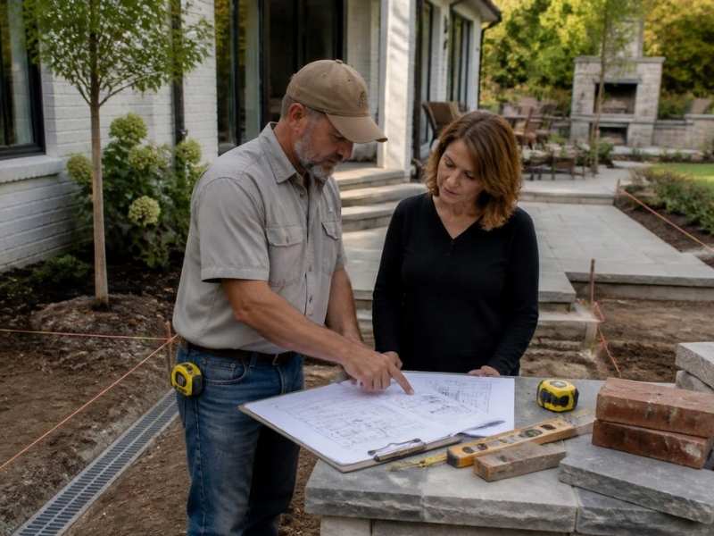 Masonry project planning in McKinney TX showing brick and stone construction preparation before starting residential improvements